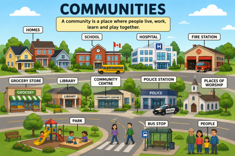 labeled diagram of communities